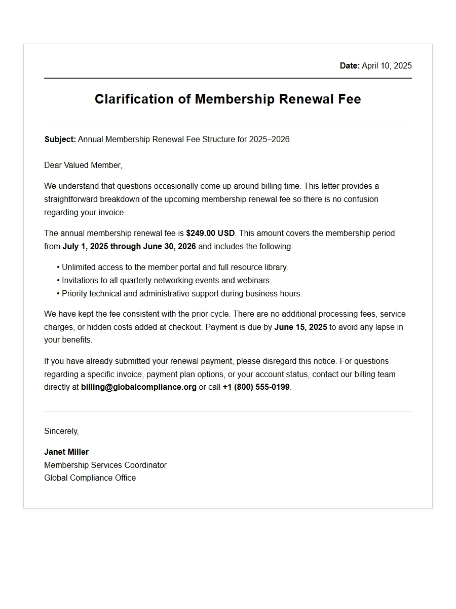 Apology and Clarification on Membership Renewal Fee