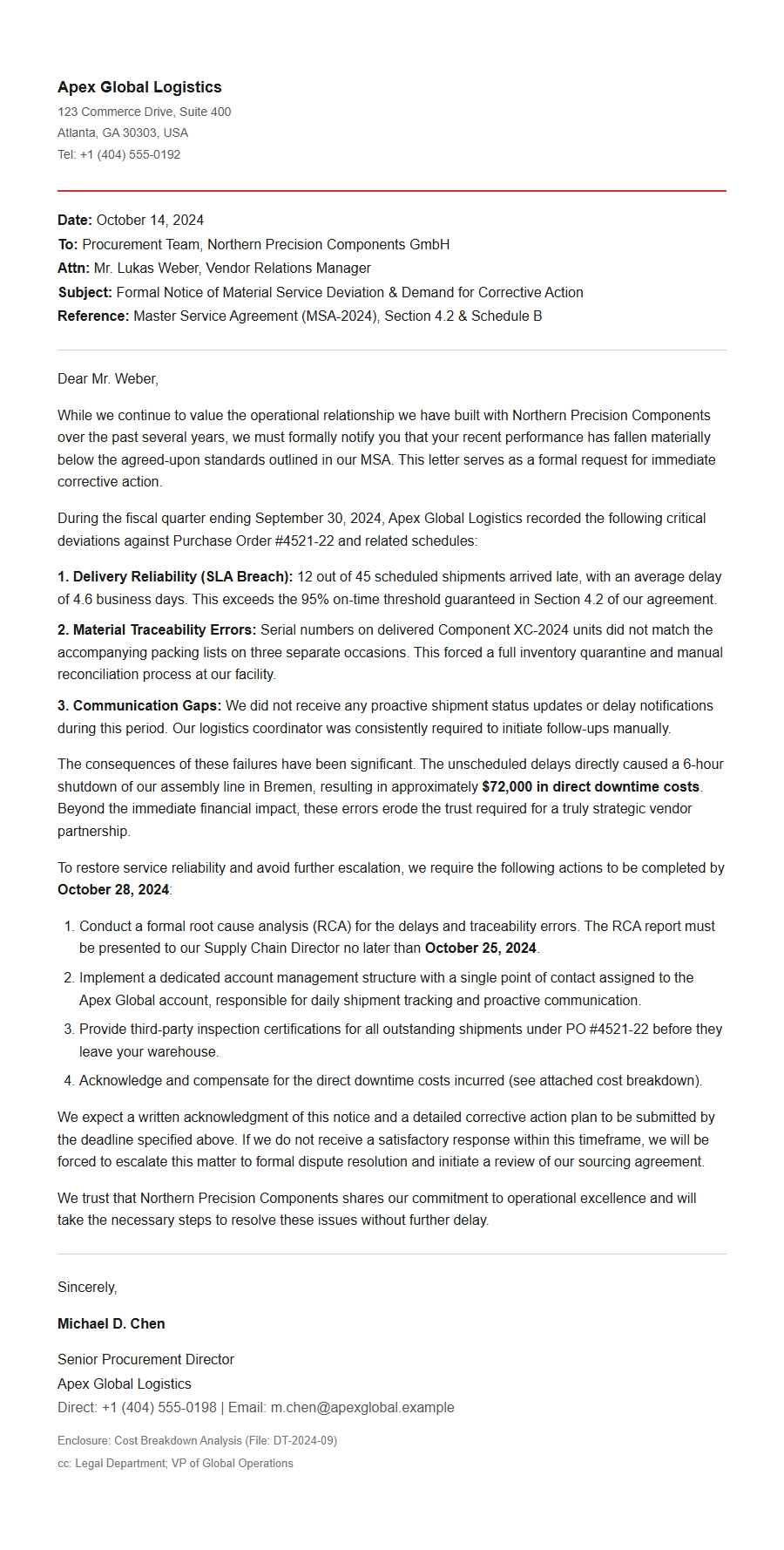 Apology Document for Vendor Supply Chain Issue