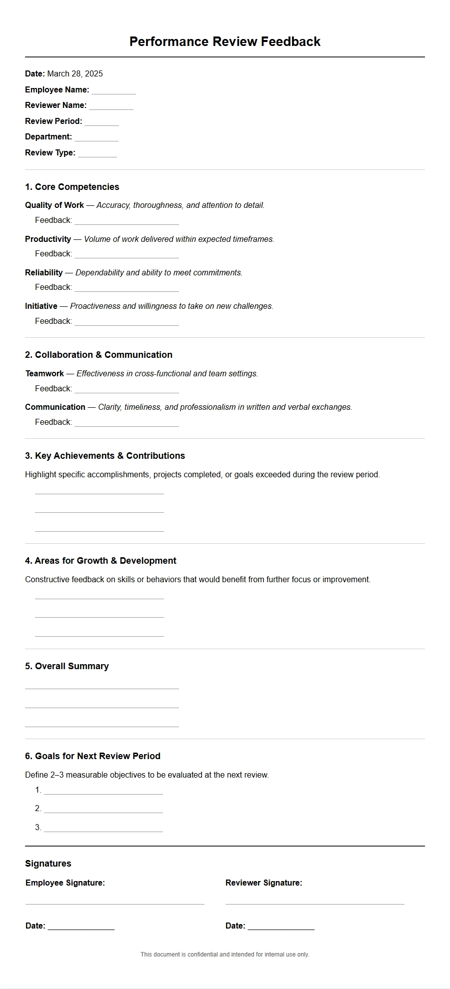 documentation for performance review feedback - Apology Letters