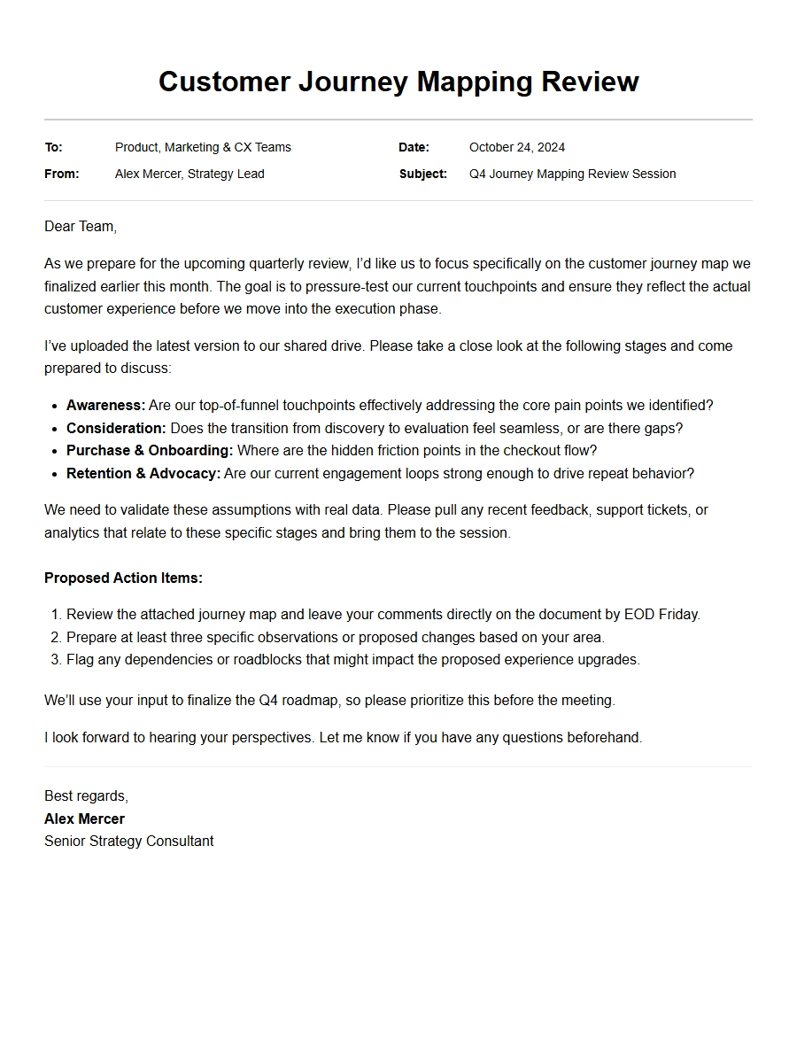 email for customer journey mapping review - Apology Letters