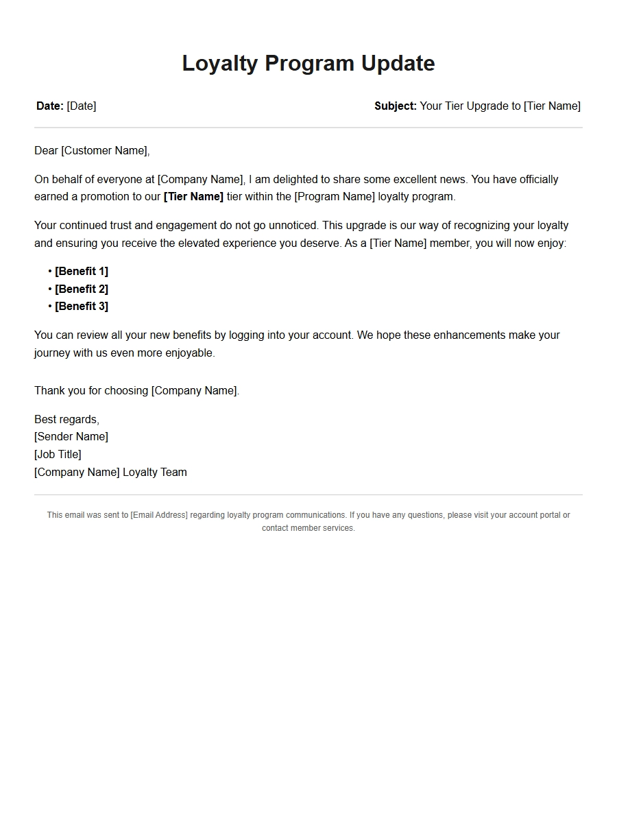 Apology Email for Loyalty Program Tier Upgrade