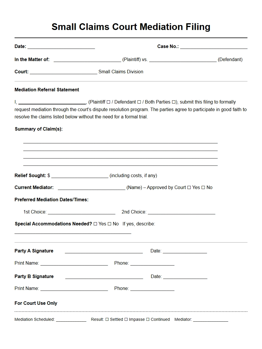 filing for small claims court mediator - Apology Letters