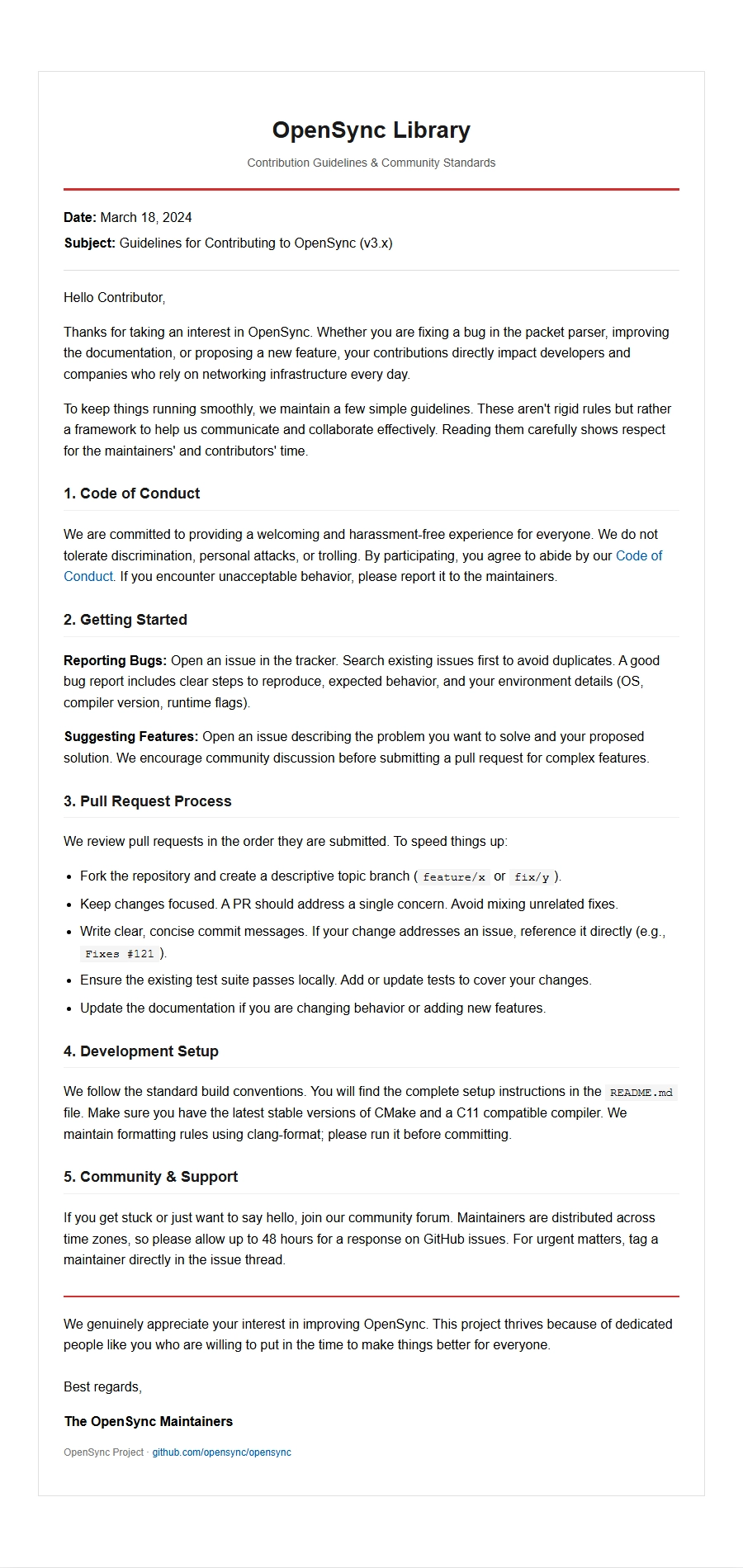 Apology for Missing Open Source Contribution Guidelines