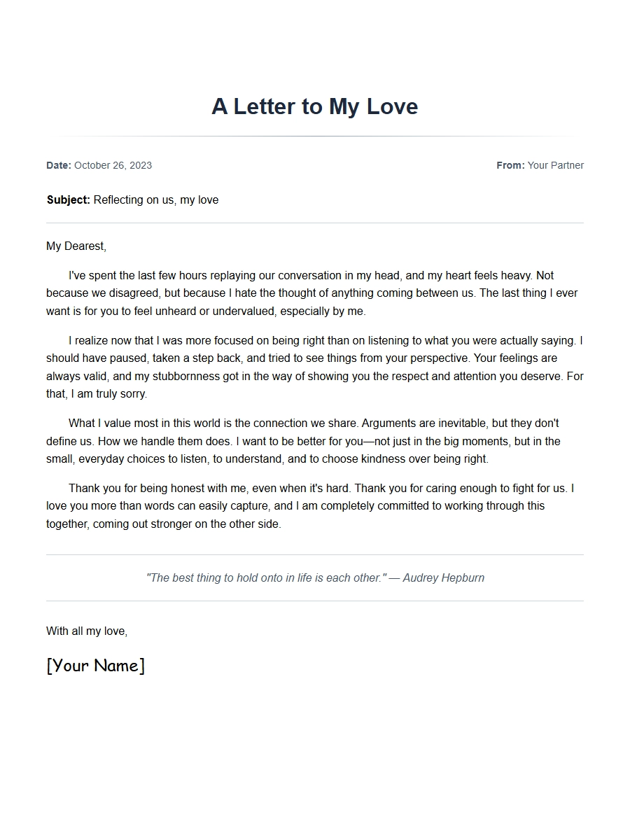 Apology Message for Girlfriend After Argument