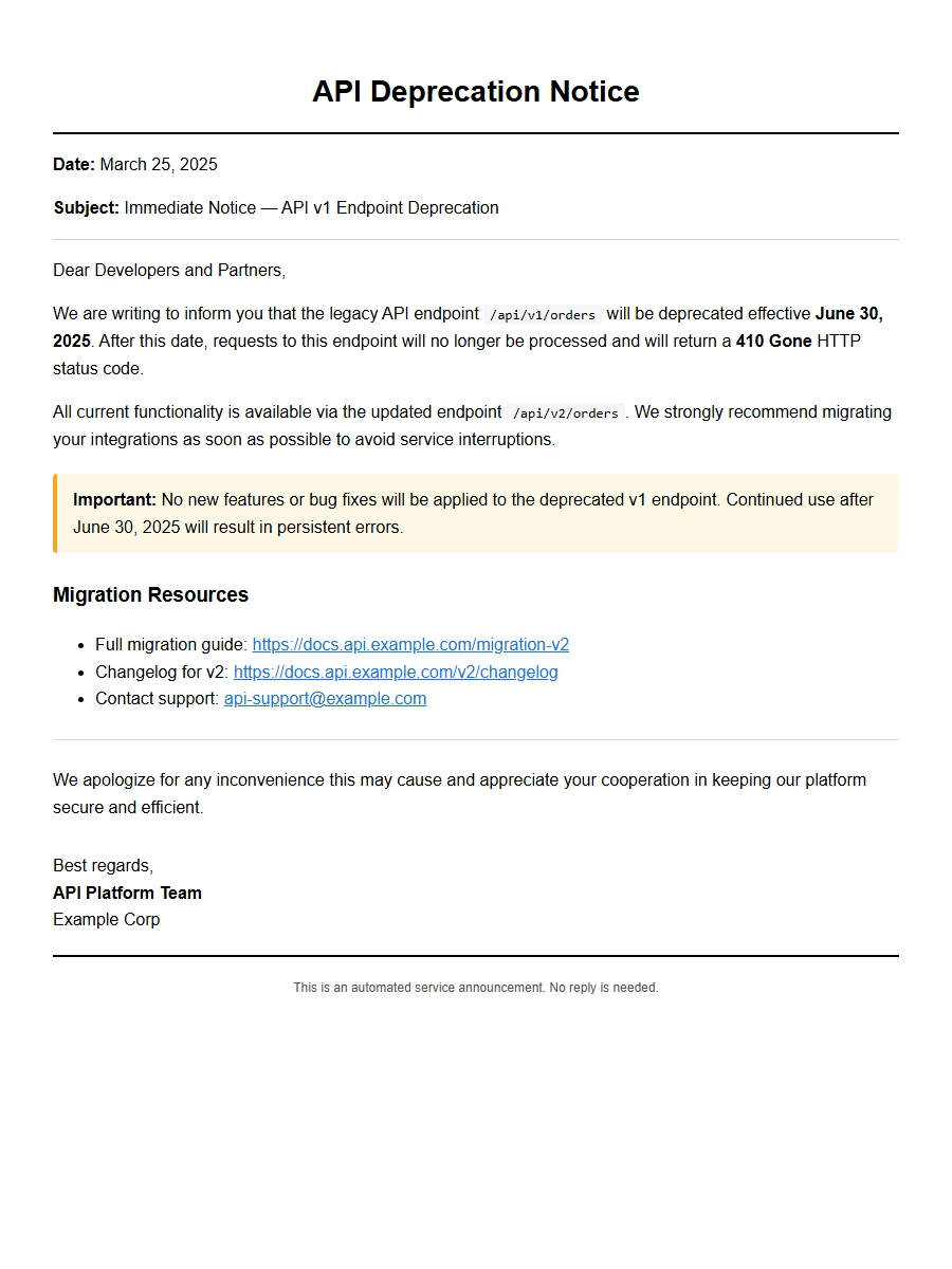Apology for Our API Endpoint Deprecation
