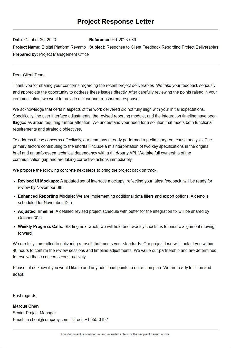 Apology for Client Project Dissatisfaction