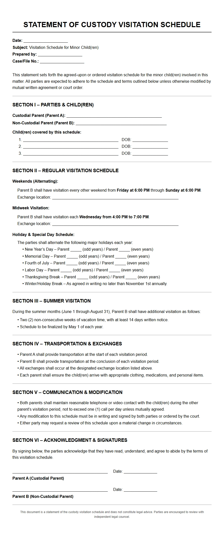 Apology Letter for Requesting a Custody Visitation Schedule
