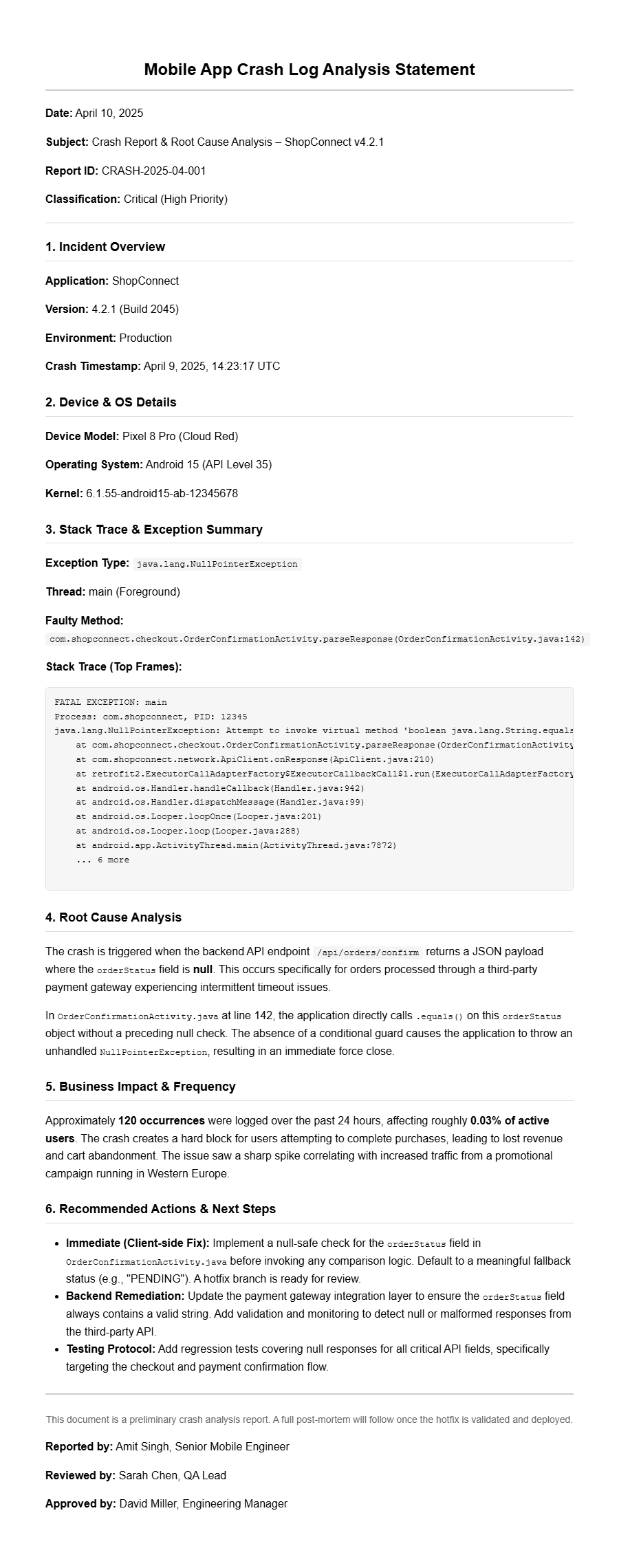 Apology for Mobile App Crash Log Issues