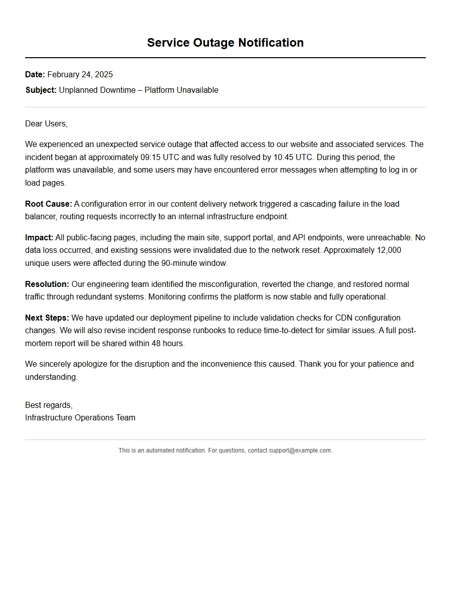 Apology for Website Downtime and Service Outage