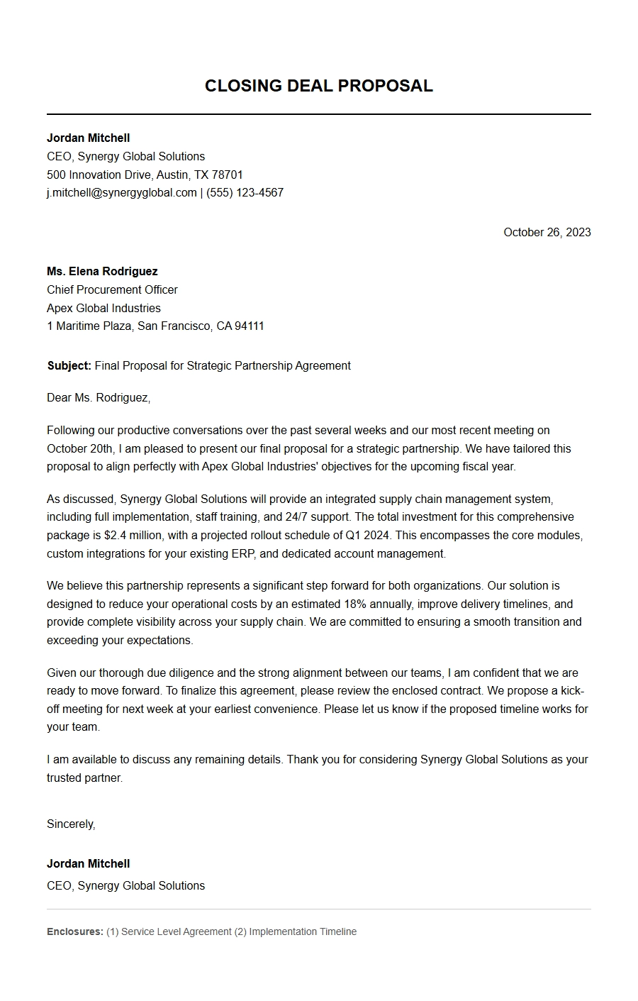 Craft a Winning Closing Deal Proposal Letter