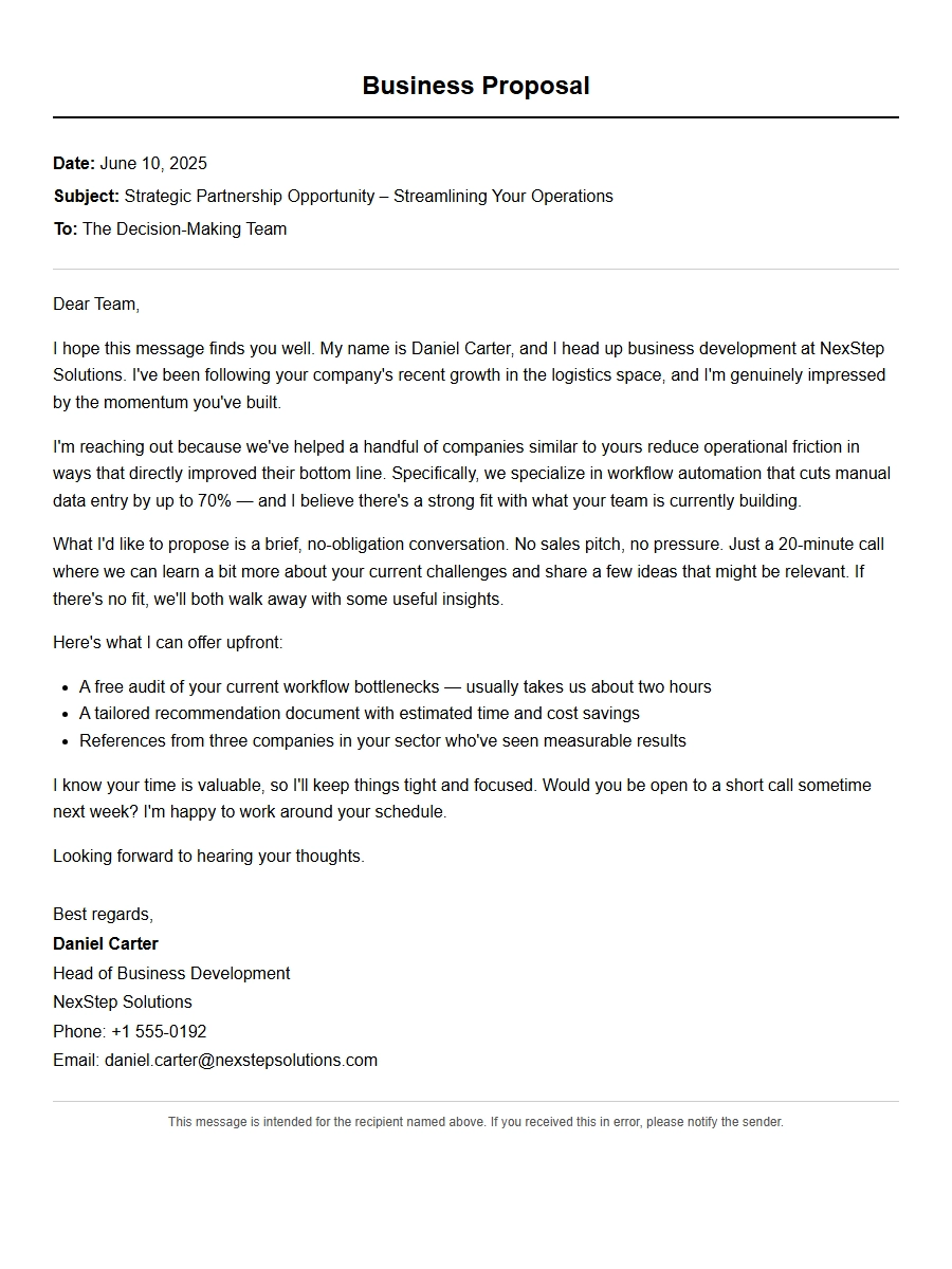 cold outreach business proposal letter - Business Proposal Letters