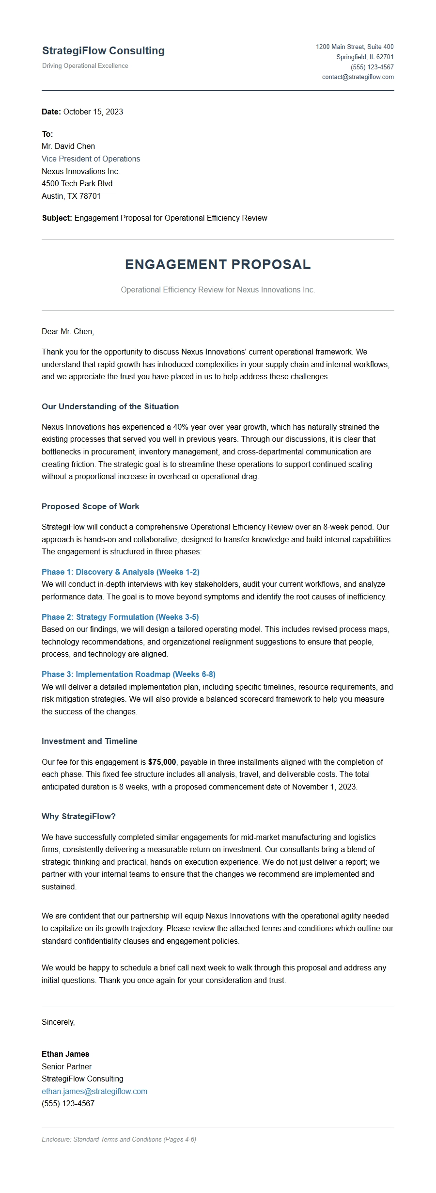 Consulting Engagement Proposal Letter Sample