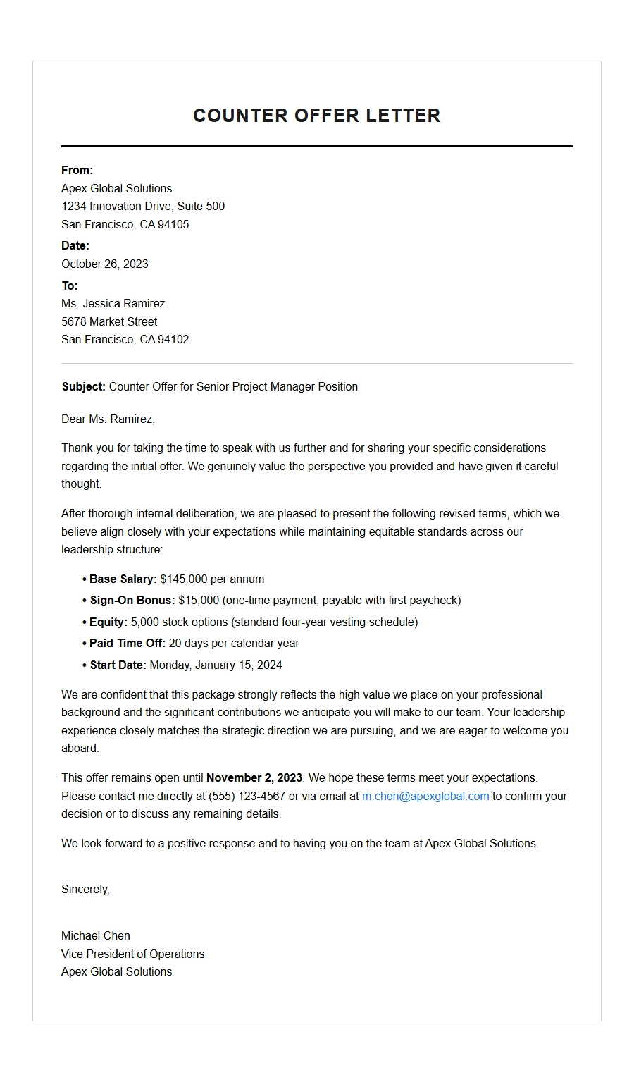 How to Write a Counter Offer Business Letter