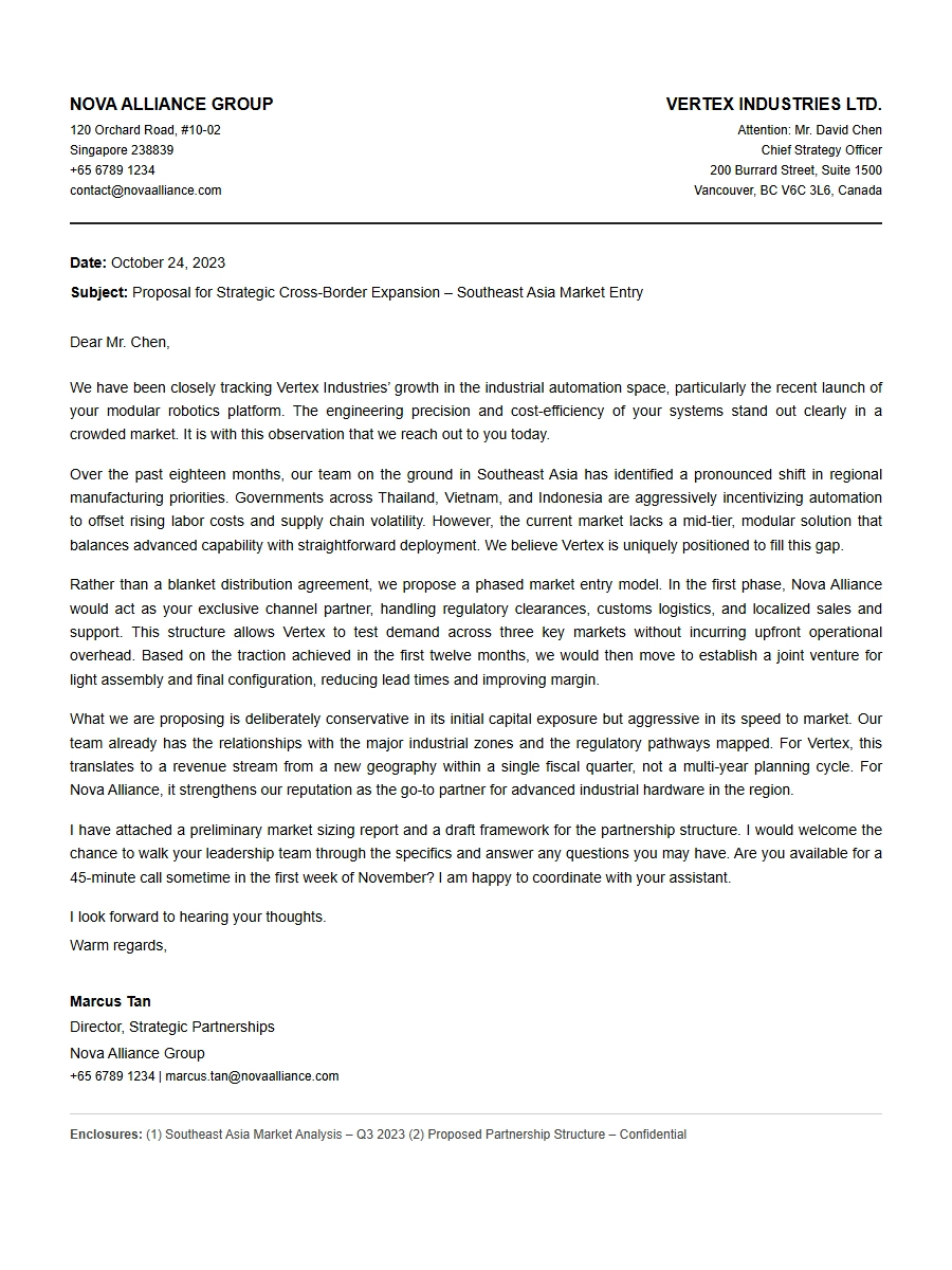 Sample Cross Border Business Expansion Proposal Letter