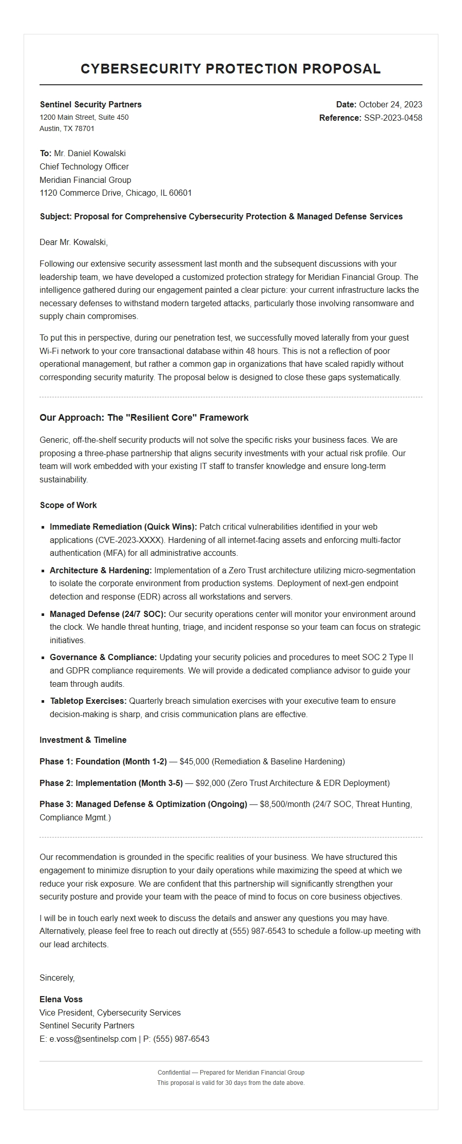 Cybersecurity Protection Proposal Letter
