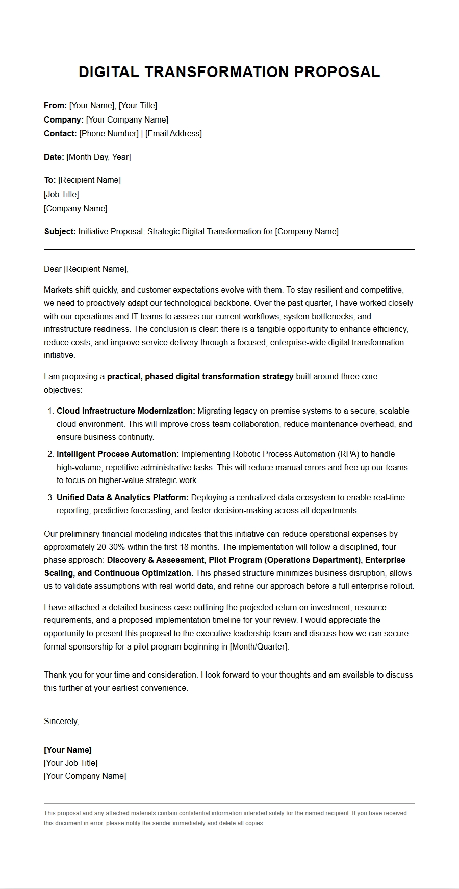 Digital Transformation Initiative Proposal Letter