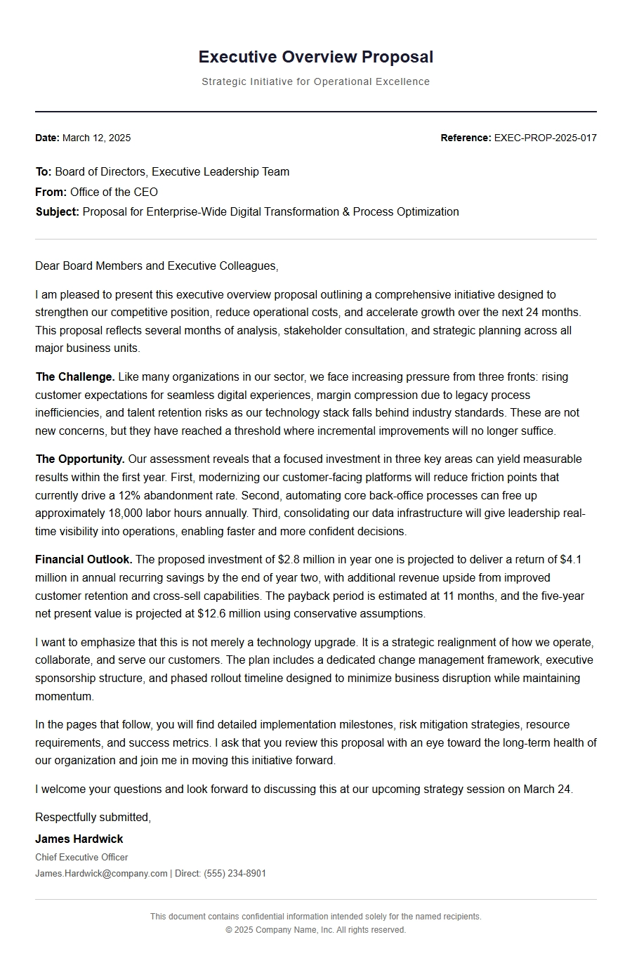 executive overview proposal letter - Business Proposal Letters