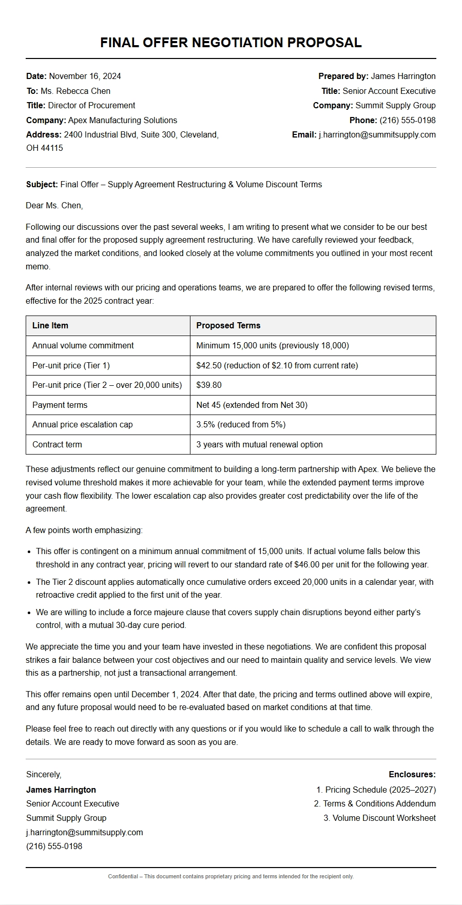 Final Offer Negotiation Proposal Letter Guide