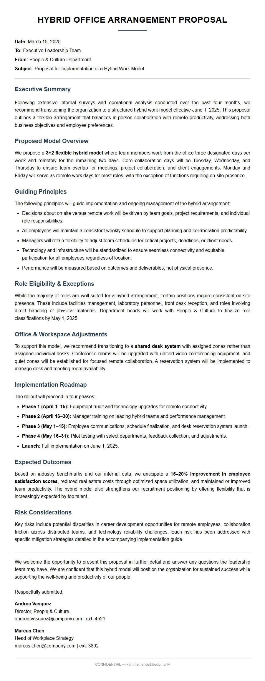 hybrid office arrangement proposal letter - Business Proposal Letters