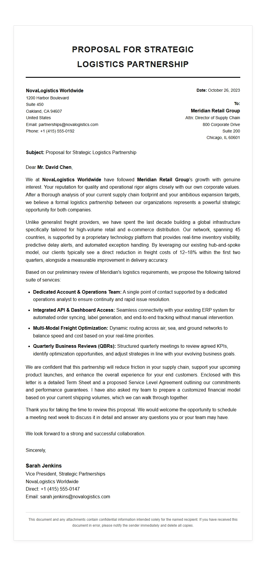Logistics Shipping Partner Proposal
