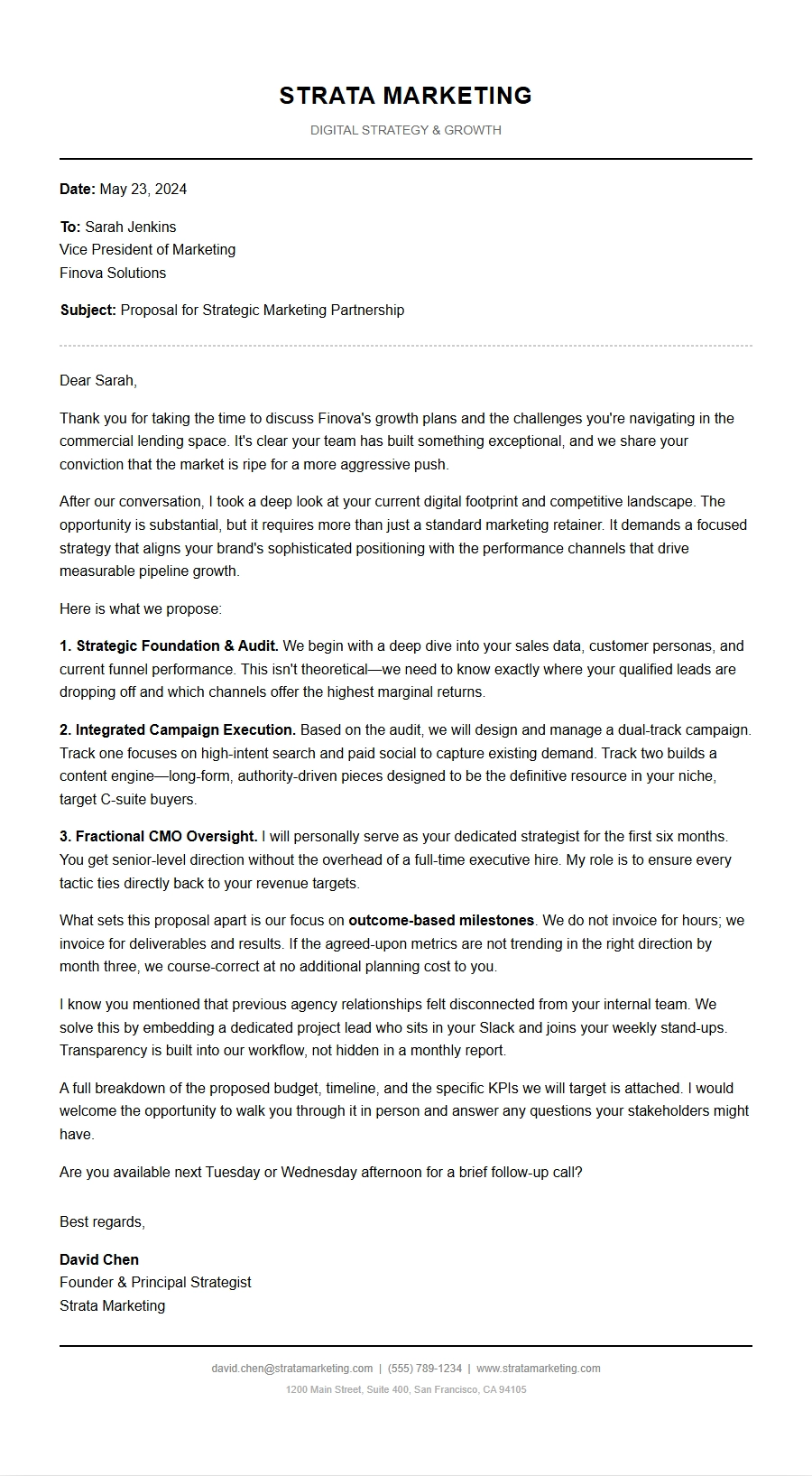 Marketing Agency Service Proposal Letter Template