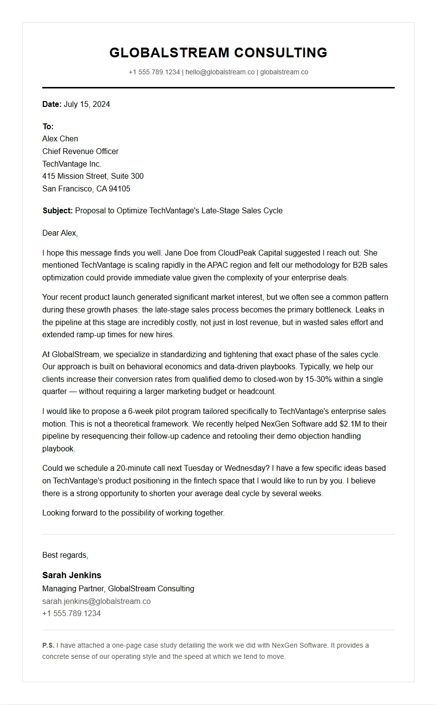 New Client Acquisition Proposal Letter Template