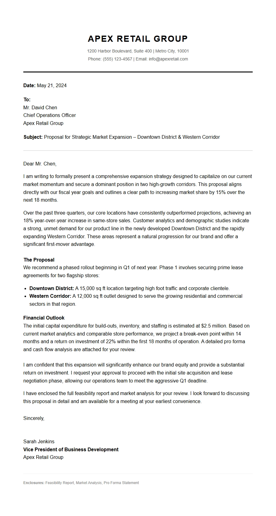 Retail Store Expansion Proposal Letter Guide