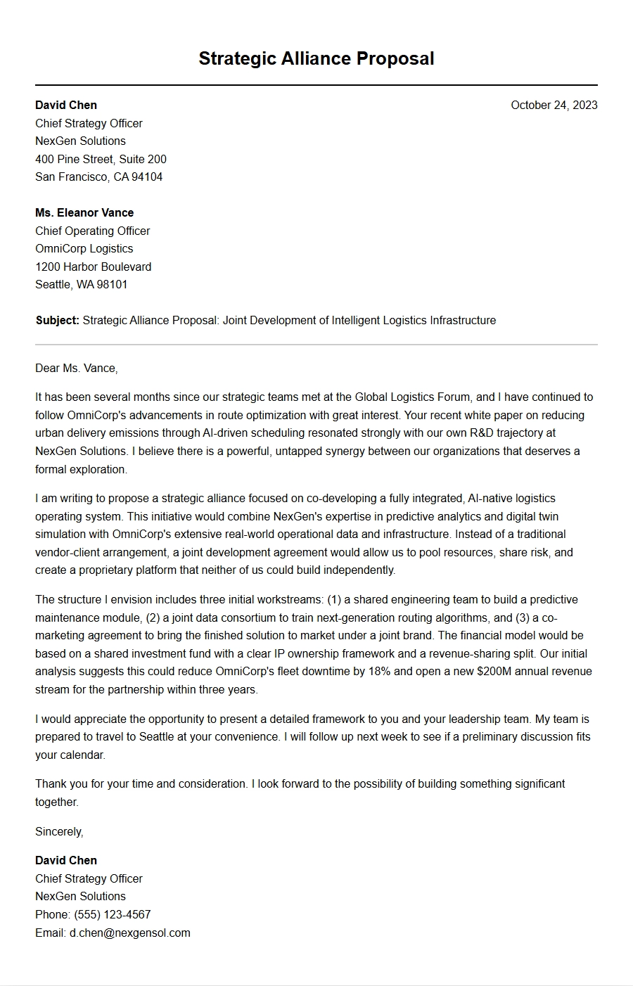 Strategic Alliance Proposal Letter Template