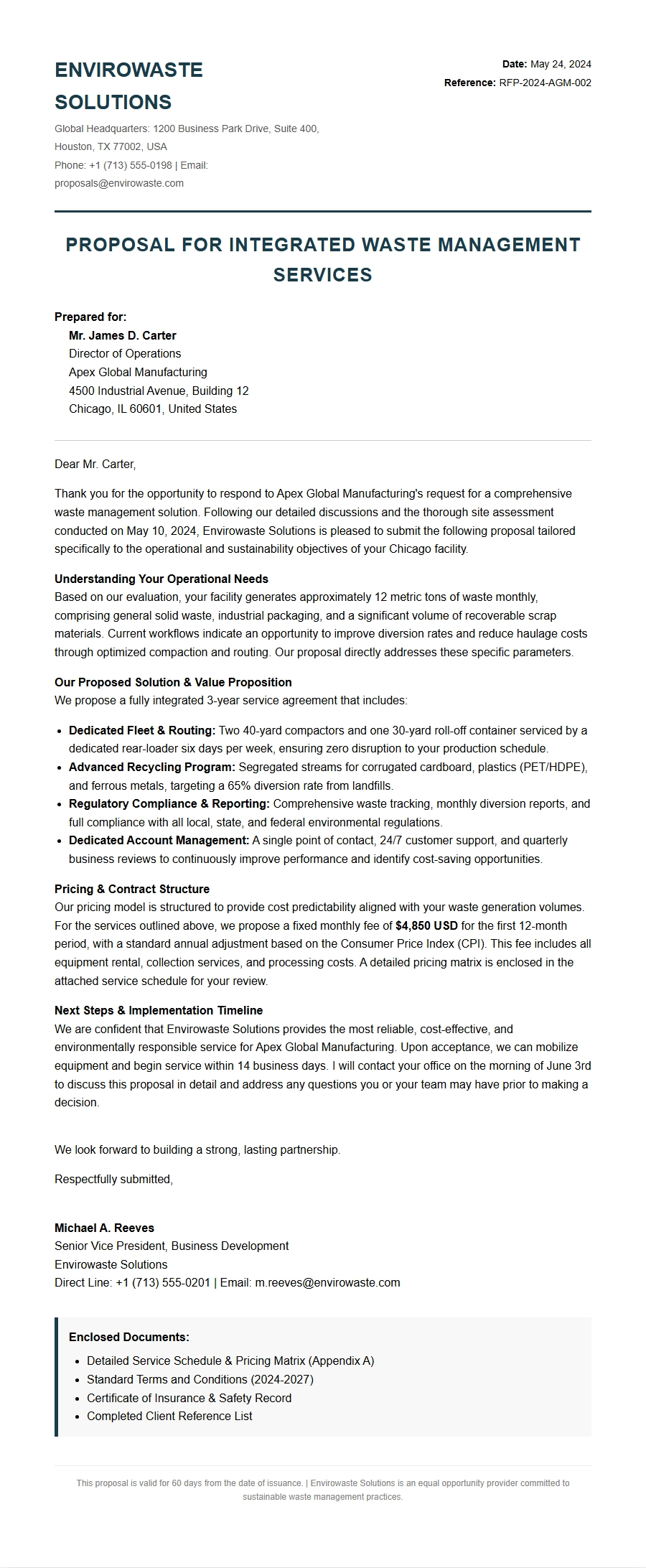Professional Waste Management Service Proposal
