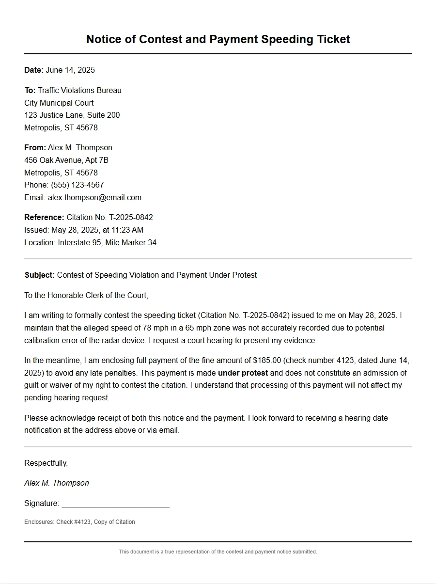 Contesting a Speeding Ticket Fine Notice