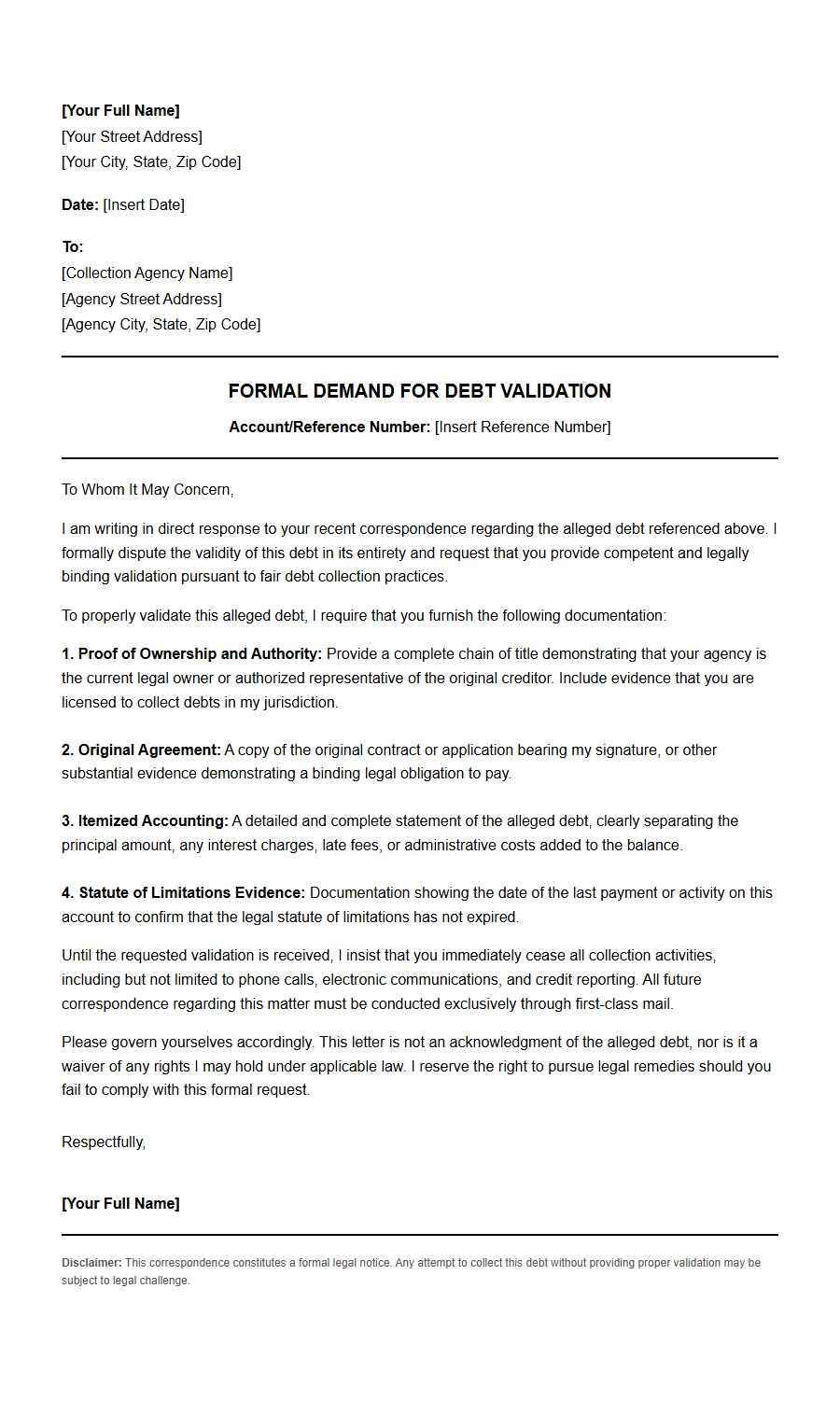Dispute a Debt Validation Request from Collection Agency