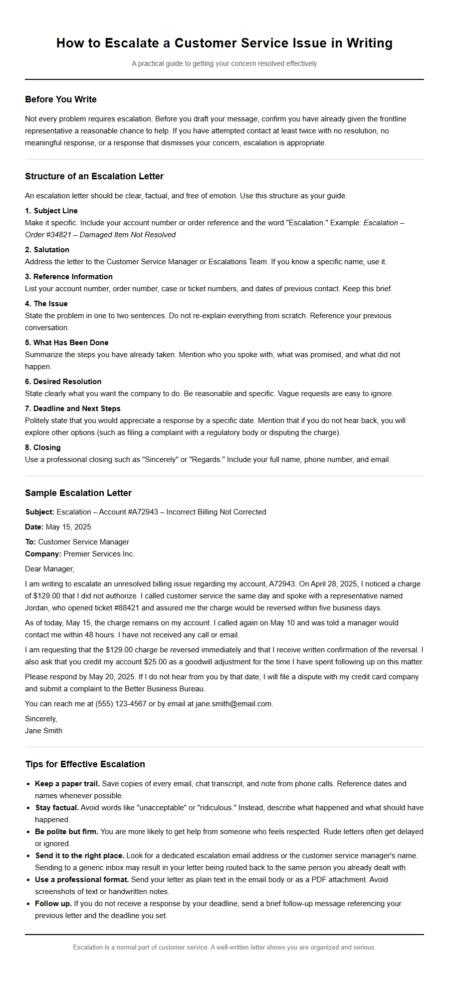 How to Write an Escalation Letter for Customer Service