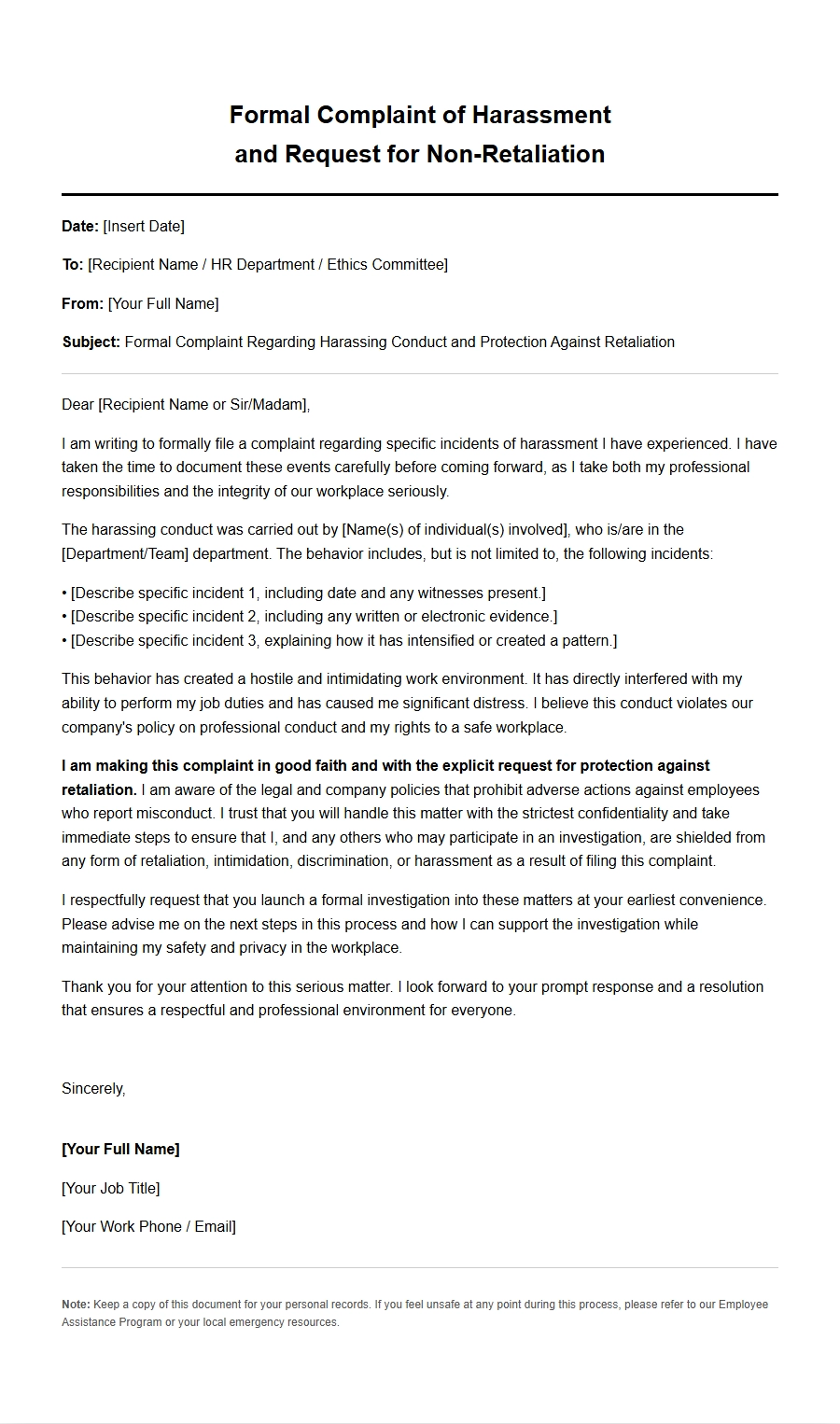 How to Write a Harassment Complaint Without Retaliation