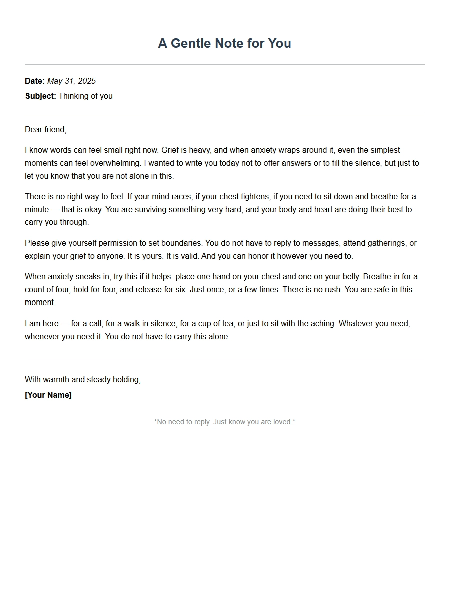 Comforting Email for a Grieving Friend with Anxiety