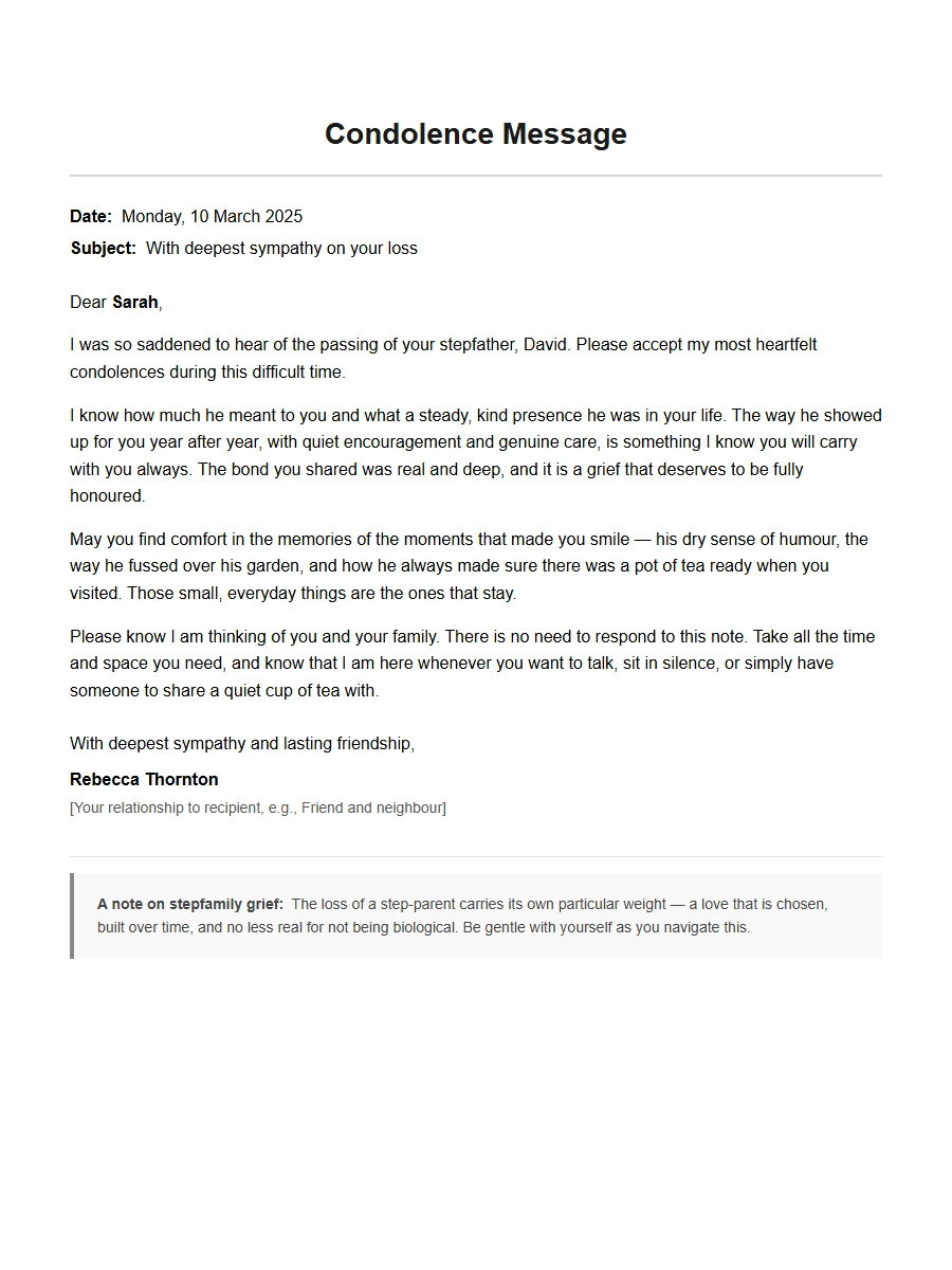 Condolence Messages for Loss of Step Parent