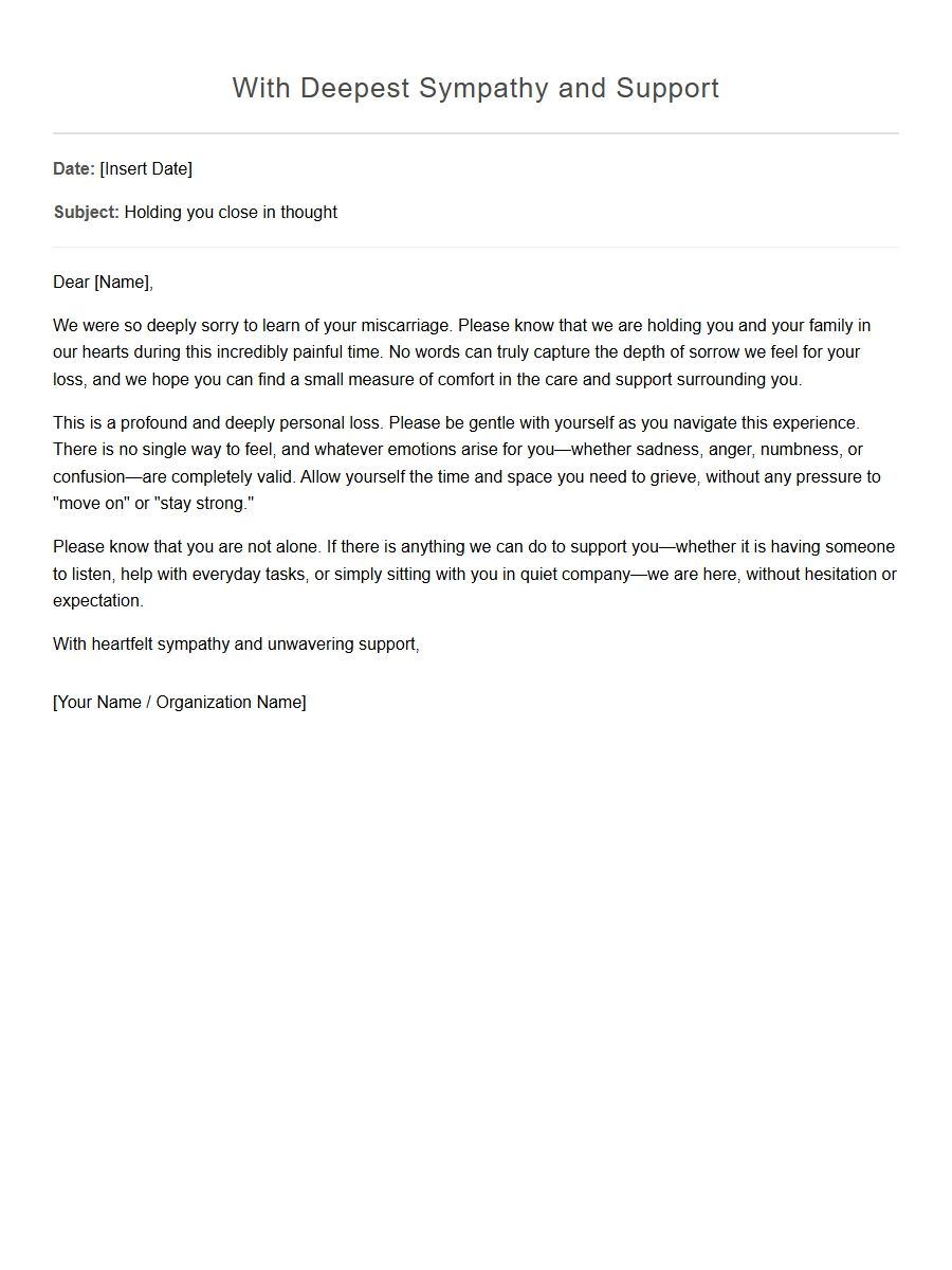 Sample Condolence Message for Miscarriage Support