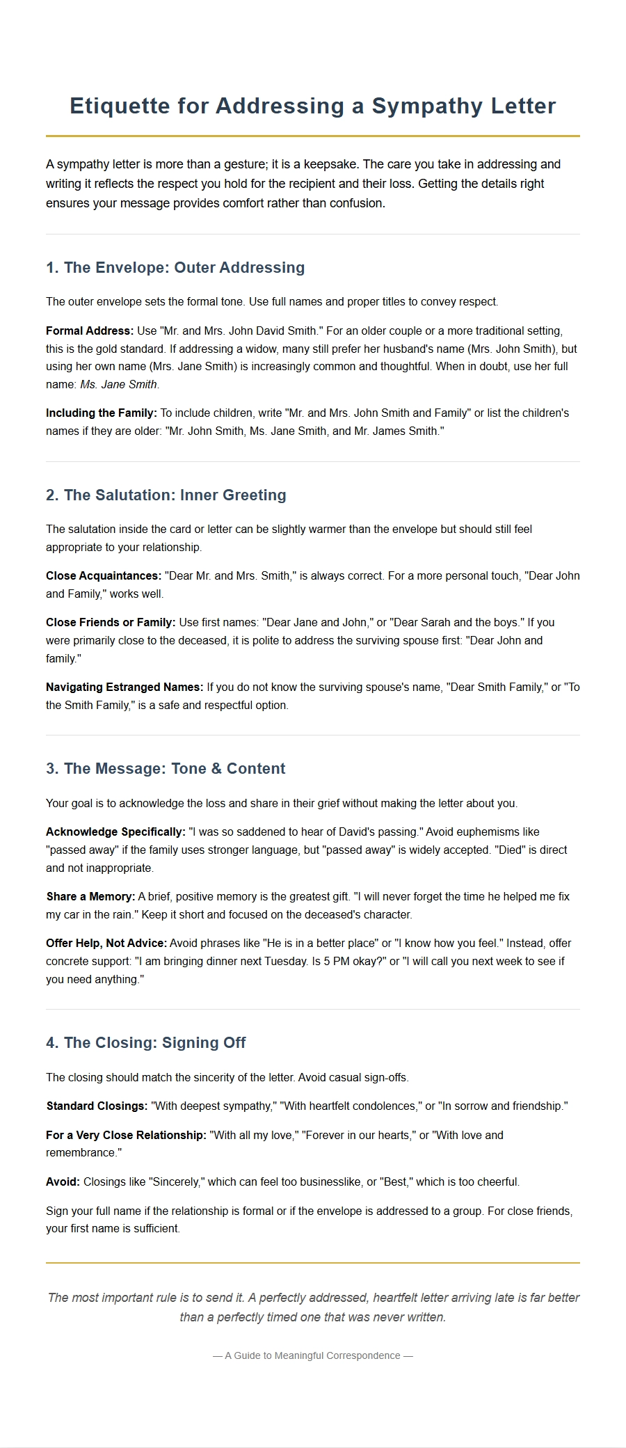 How to Address a Sympathy Letter