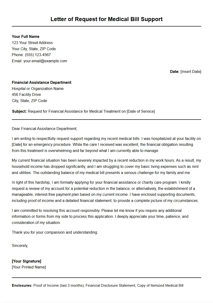 Writing a Condolence Letter Requesting Help with Medical Bills