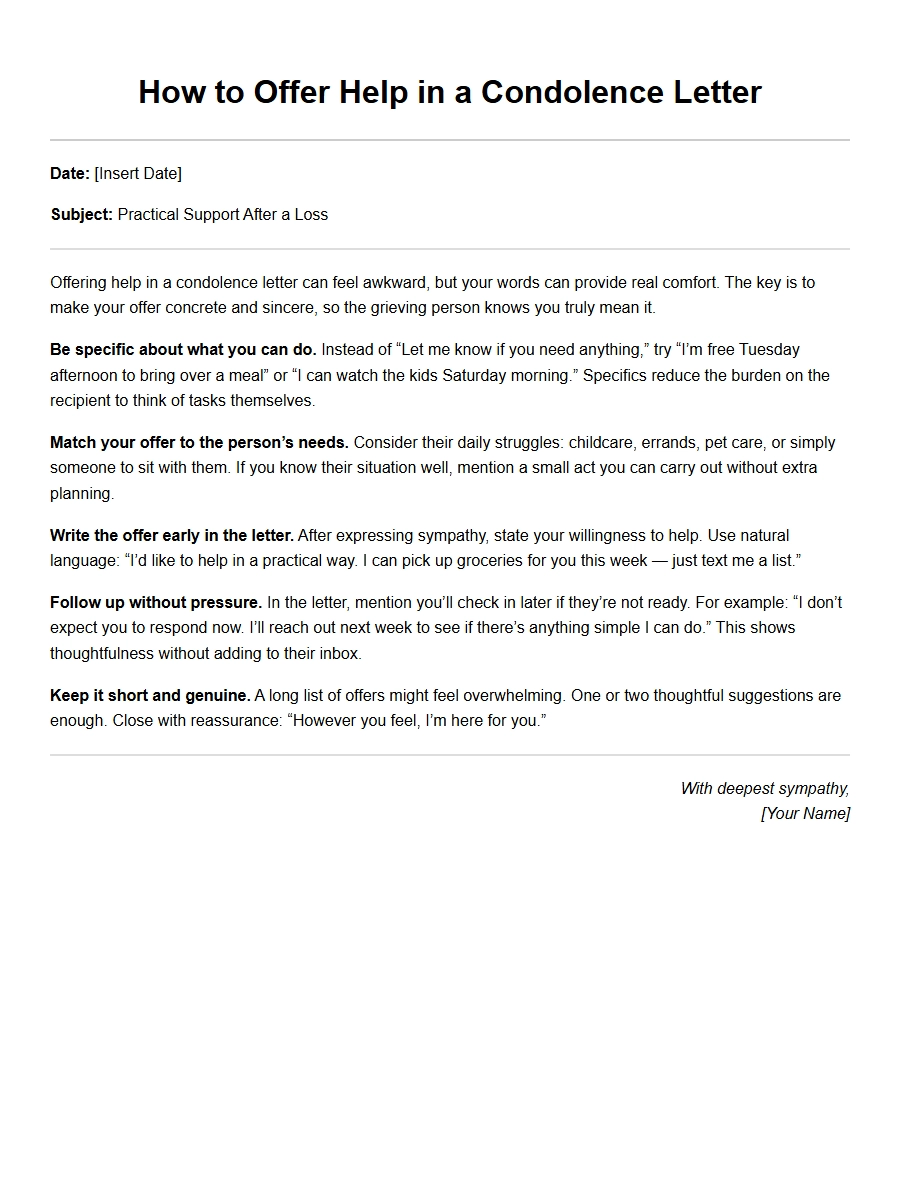 How to Offer Help in a Condolence Letter