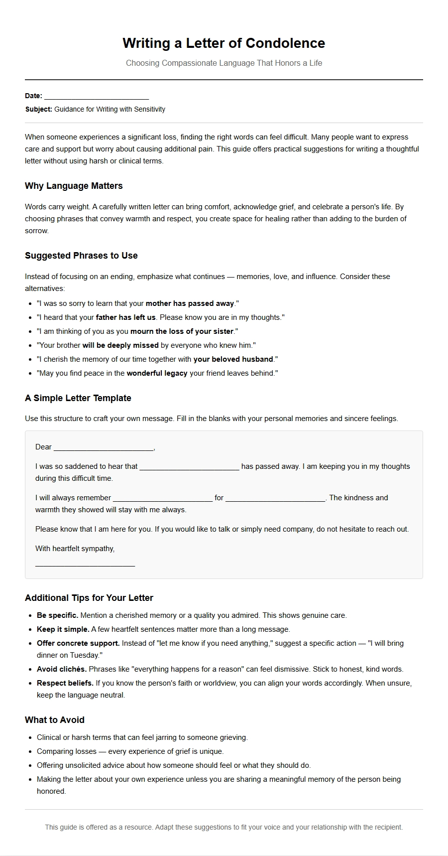 How to Write a Condolence Letter with Sensitivity
