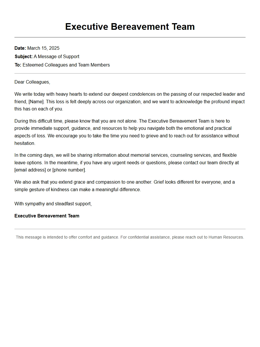 Professional Condolence Greeting for Executive Teams