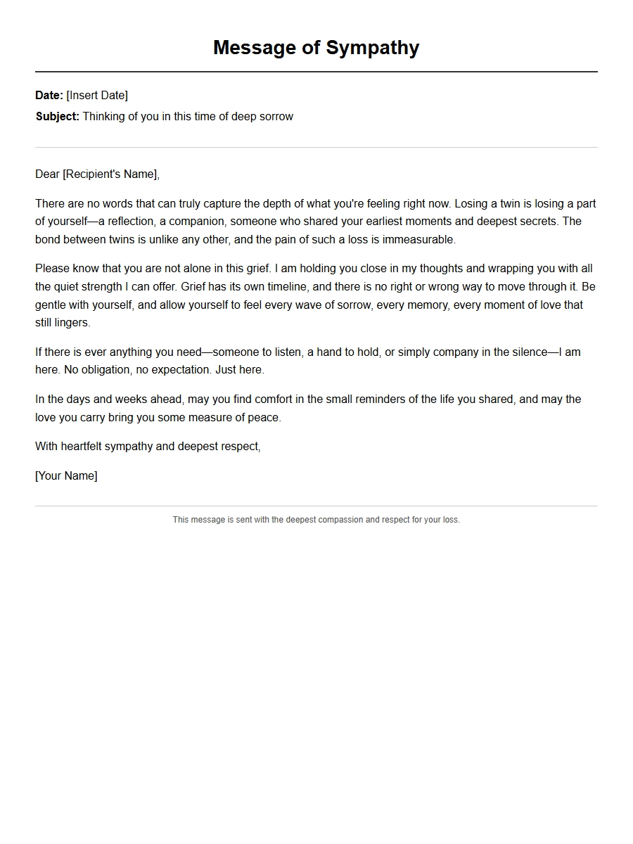 Sympathy Message for the Loss of a Twin Sibling