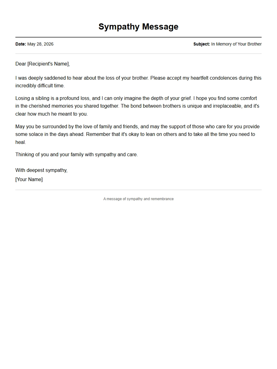 Sympathy Message for Loss of a Brother