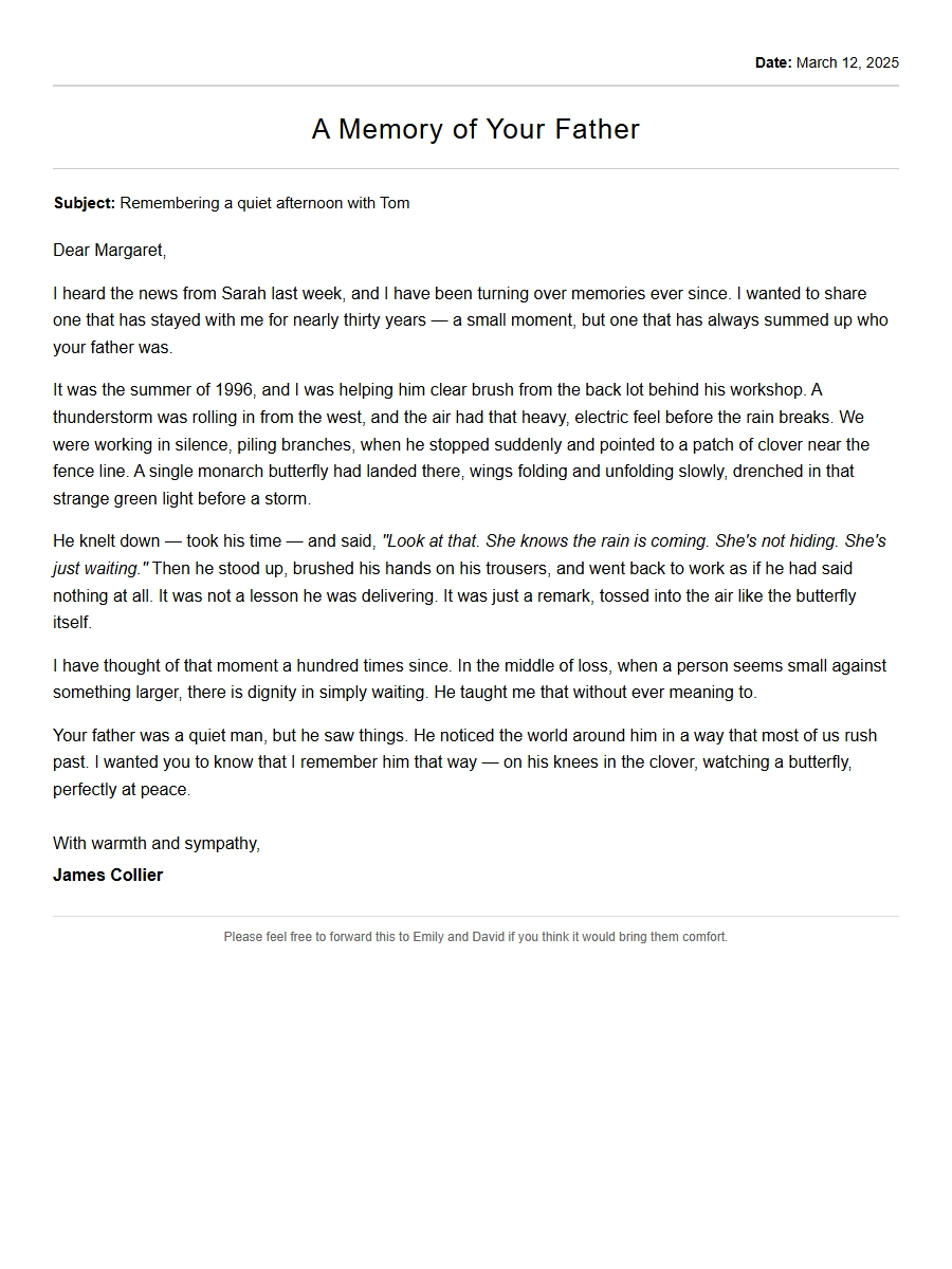 How to Write a Condolence Letter Sharing a Memory