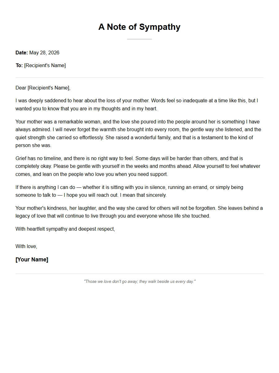 How to Write a Condolence Note for Loss of Mother