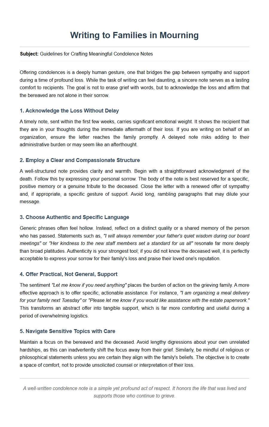 How to Write Condolence Notes to Mourning Families