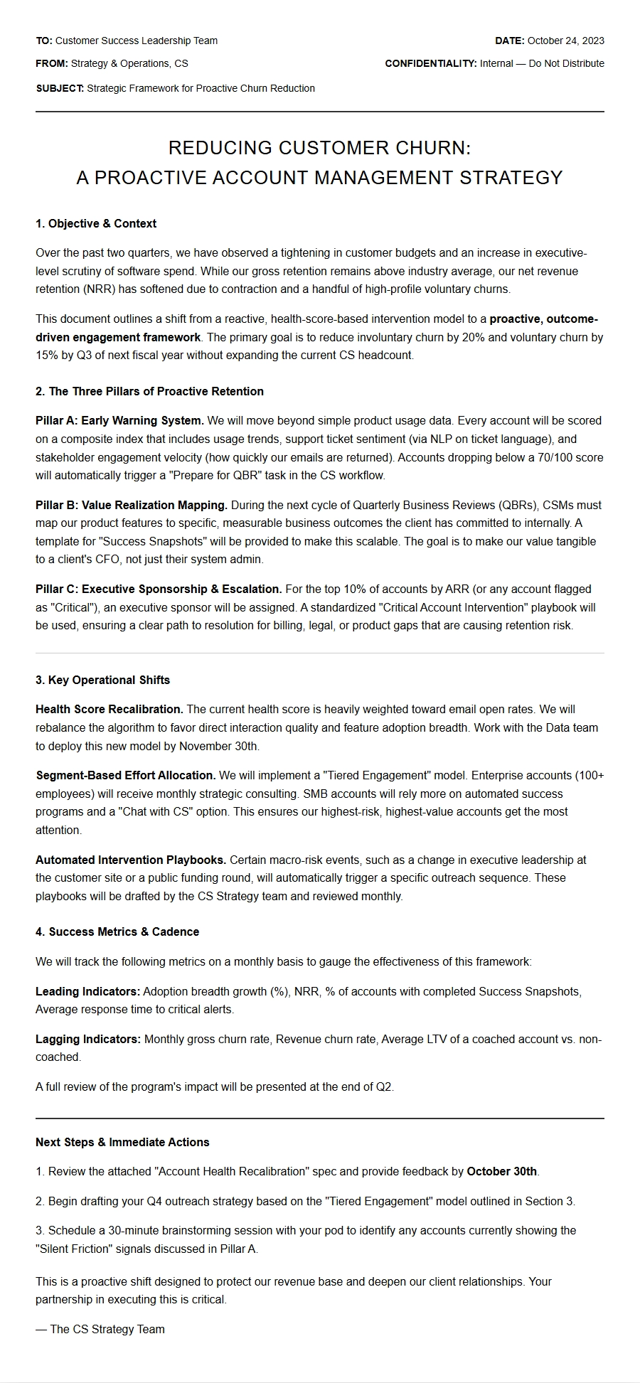 Cover Letter for Customer Success Manager: Reducing Churn