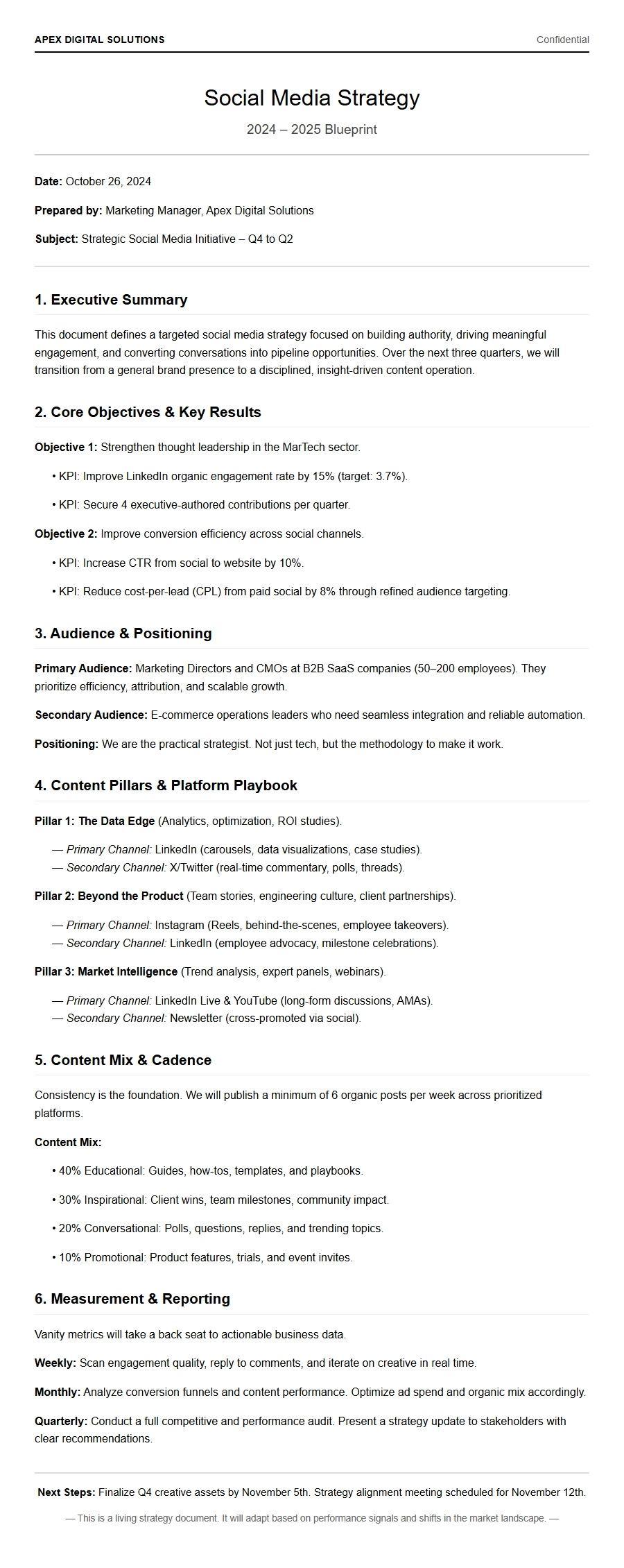 Cover Letter for Marketing Manager: Social Media Strategy