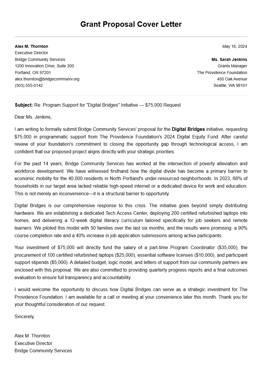 Cover Letter for Nonprofit Director Grant Writing