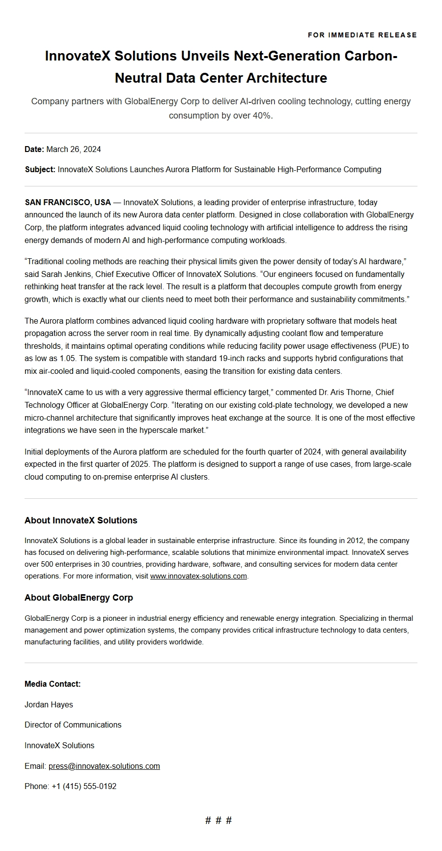 Cover Letter for Public Relations Specialist Press Release